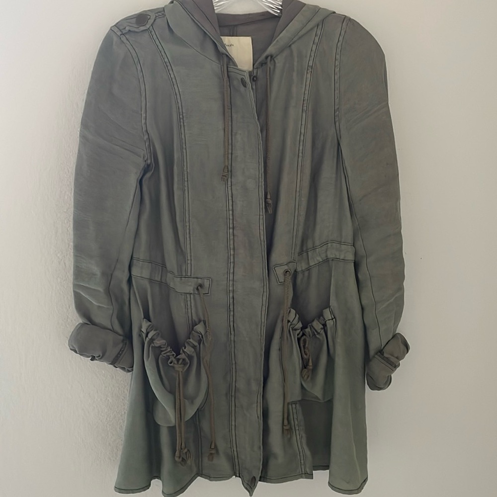 Free People hooded army green vintage jacket